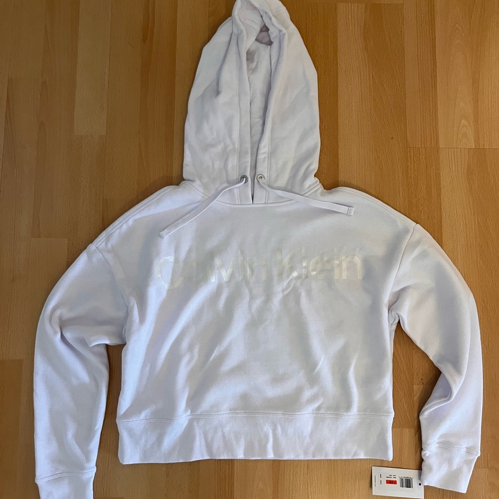 Calvin Klein Women's Classic White Cropped Hoodie